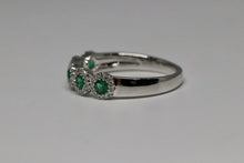 5 Stone Emerald and Diamond Halo Stackable