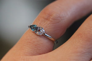 Slim Alexandrite and Diamond Ring