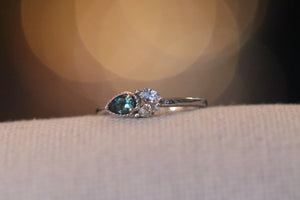 Slim Alexandrite and Diamond Ring