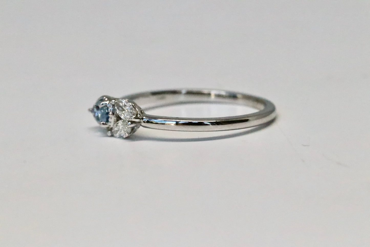 Slim Aquamarine and Diamond Ring