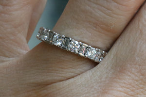 Alternating Baguette and Round Diamond Wedding Band