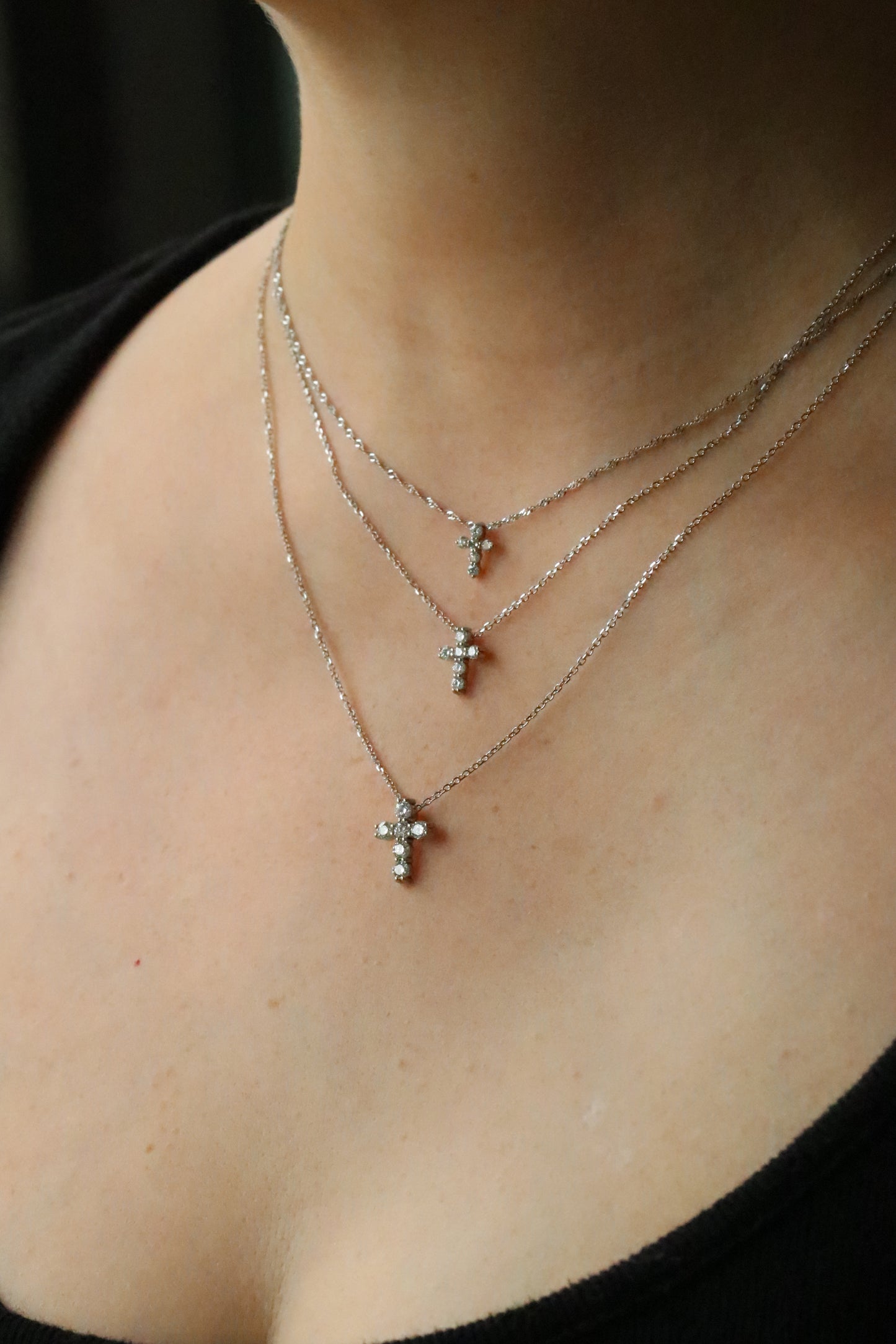 Diamond Cross Necklace with Lots of POP and Sparkle in 14kt Rose, White, or Yellow Gold