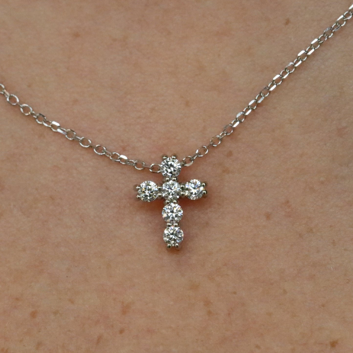 Diamond Cross Necklace with Lots of POP and Sparkle in 14kt Rose, White, or Yellow Gold