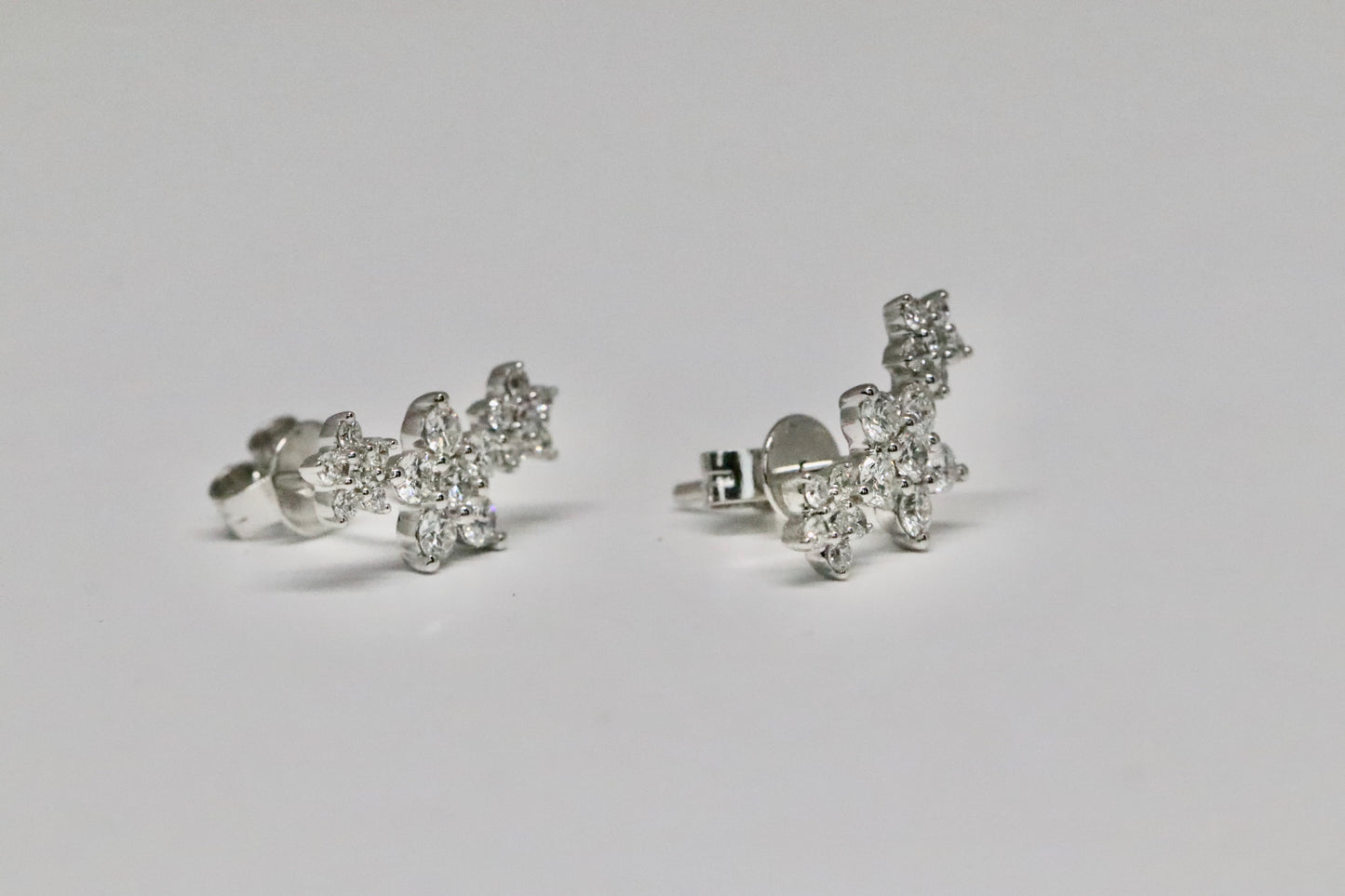 Diamond Floral Earring Climbers in 14kt Gold