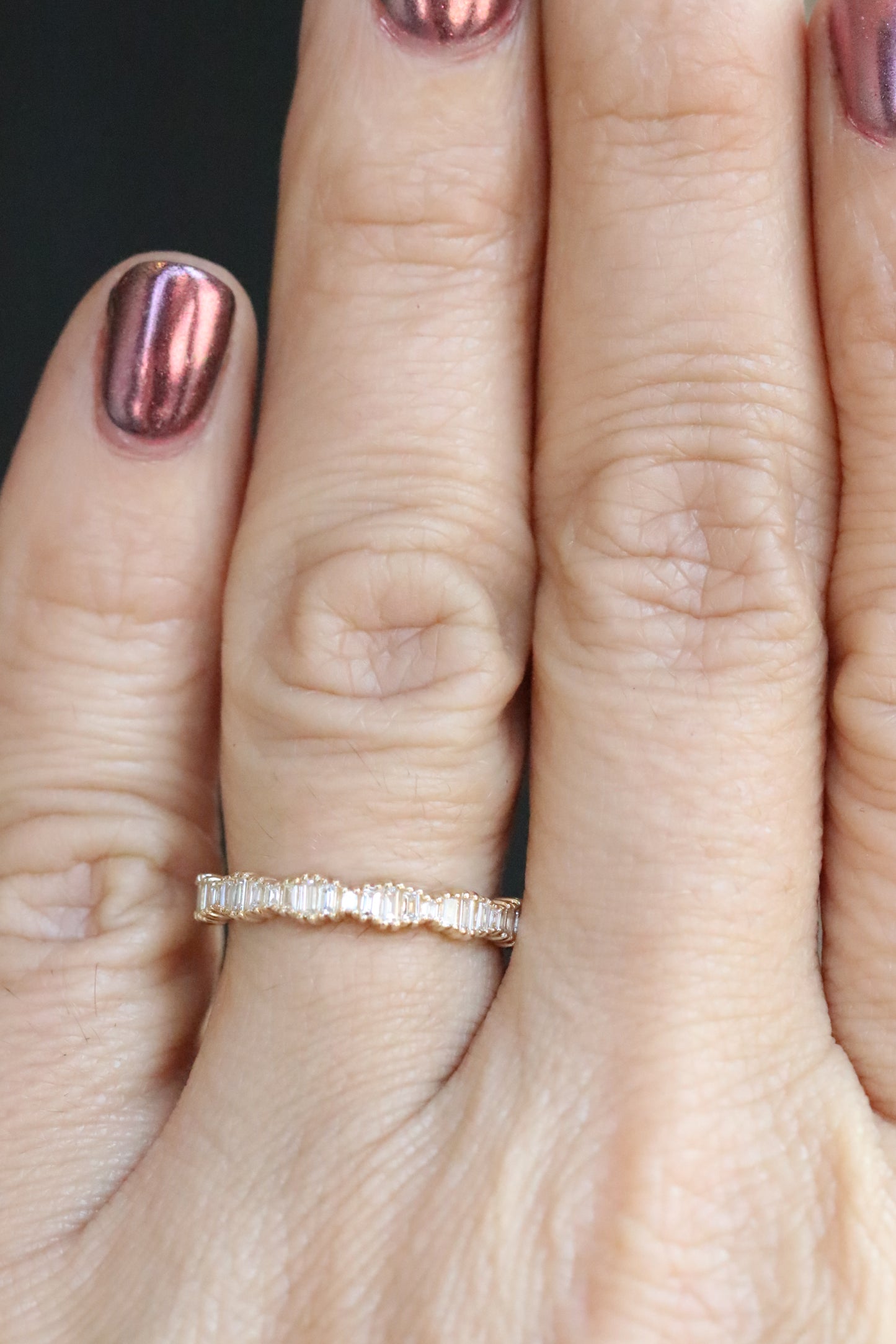 Graduated Baguette Diamond Stackable Ring in 14kt Solid Gold