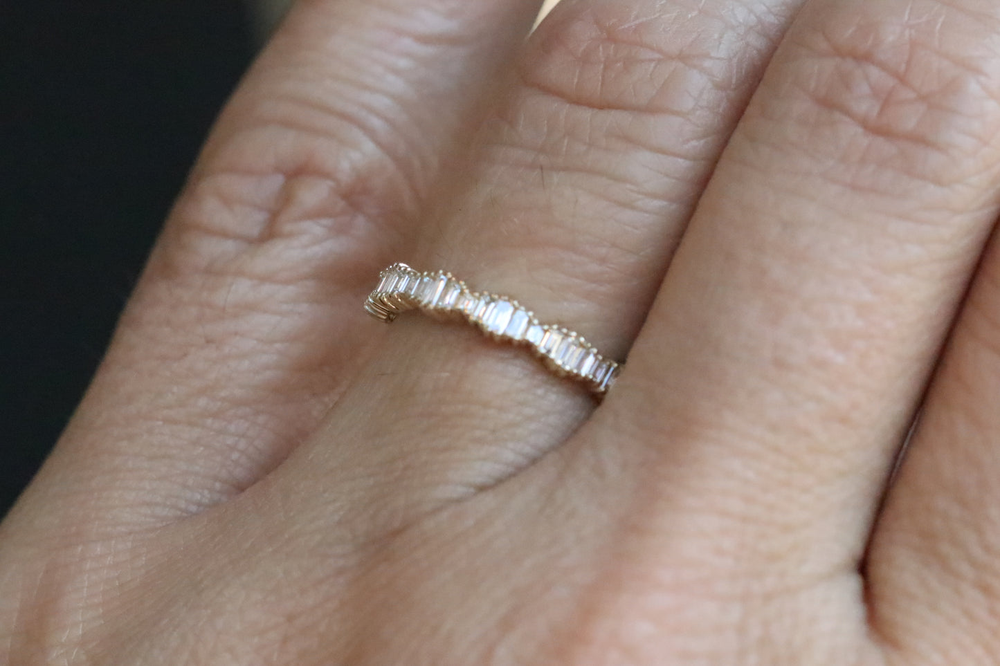 Graduated Baguette Diamond Stackable Ring in 14kt Solid Gold