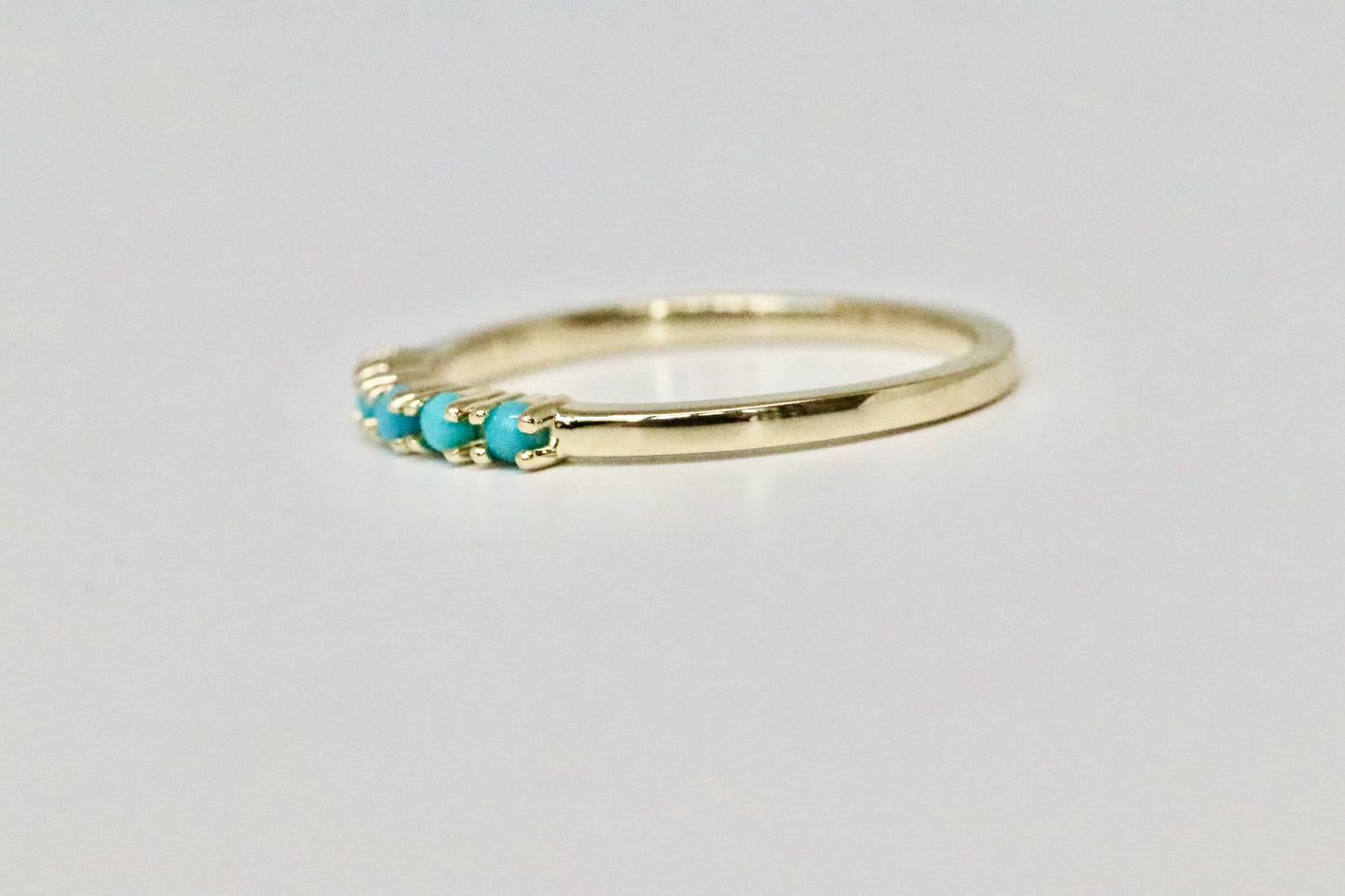 Dainty Turquoise Stackable Ring in Solid 14kt Gold