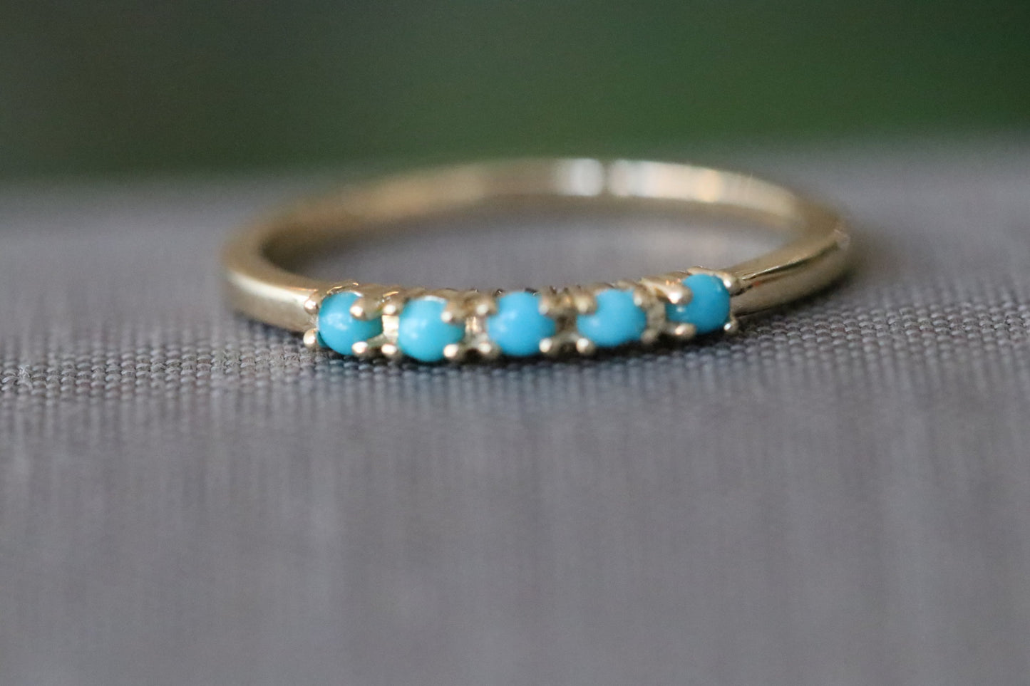 Dainty Turquoise Stackable Ring in Solid 14kt Gold