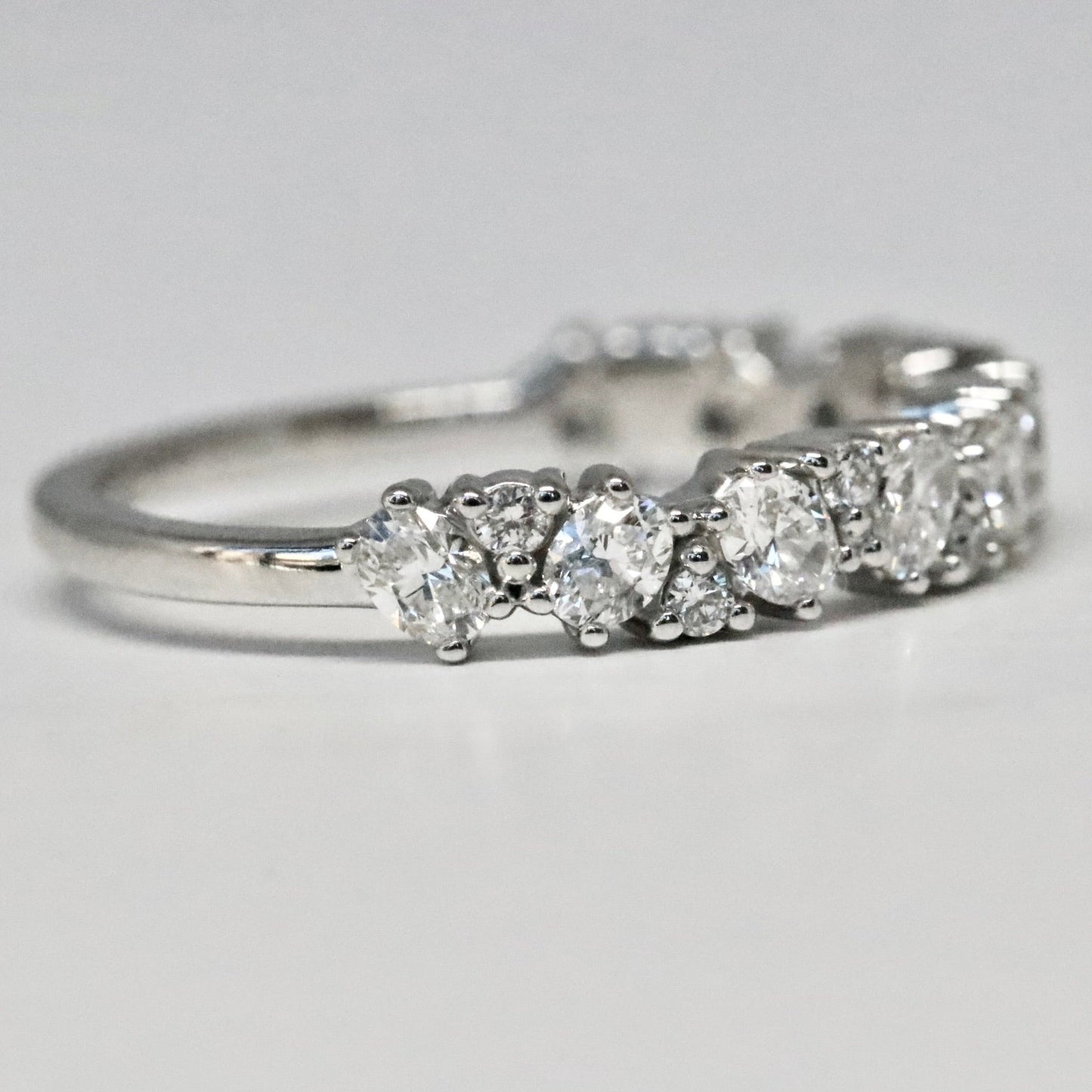 Oval and Round Cut Stackable Ring in Solid 14kt