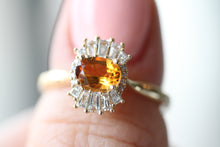 Art Deco Styled Citrine and Diamond Ring in 14kt Yellow Gold