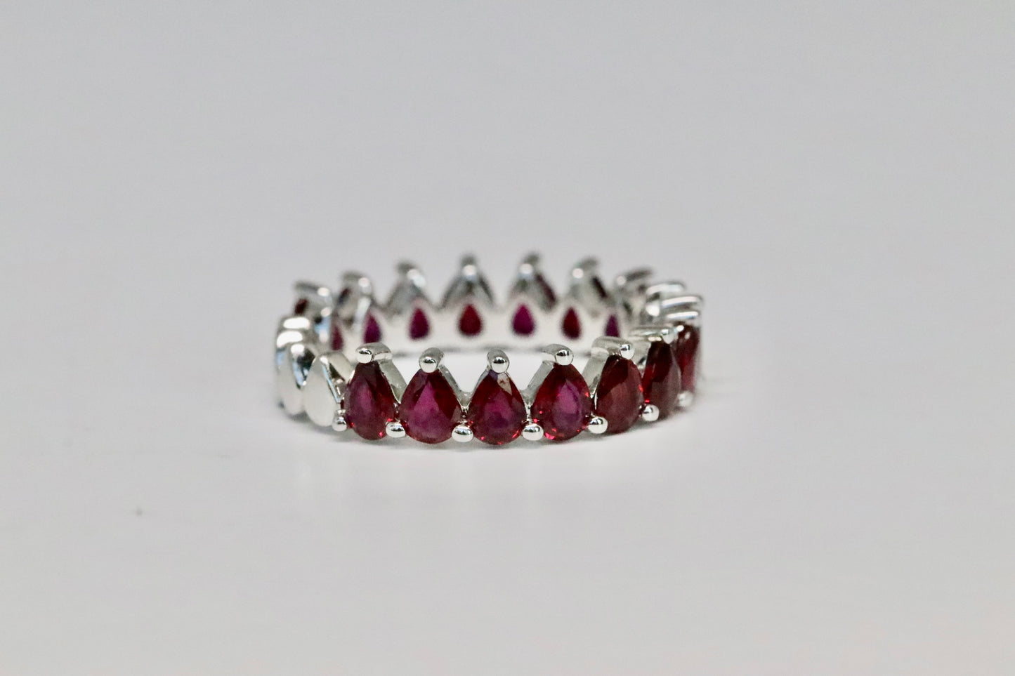 Ruby Pear Cut Band in Solid 14k Gold