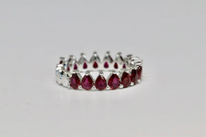 Ruby Pear Cut Band in Solid 14k Gold