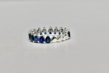Blue Sapphire Pear Cut Band in Solid 14k Gold