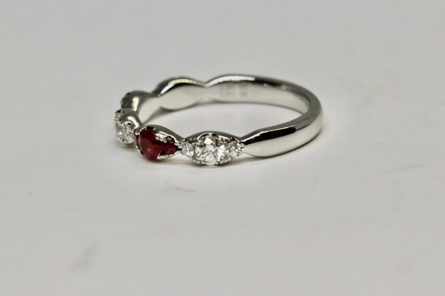 Illusion Marquise Ruby and Diamond Stackable Ring