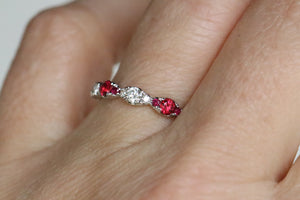 Illusion Marquise Ruby and Diamond Stackable Ring