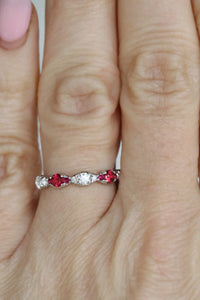 Illusion Marquise Ruby and Diamond Stackable Ring