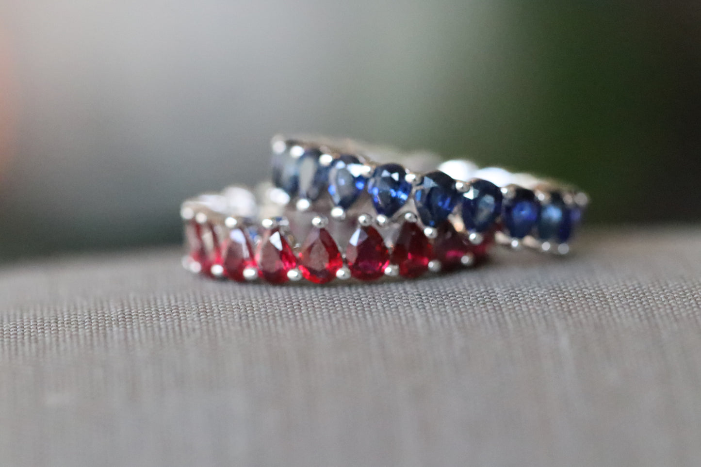 Ruby Pear Cut Band in Solid 14k Gold