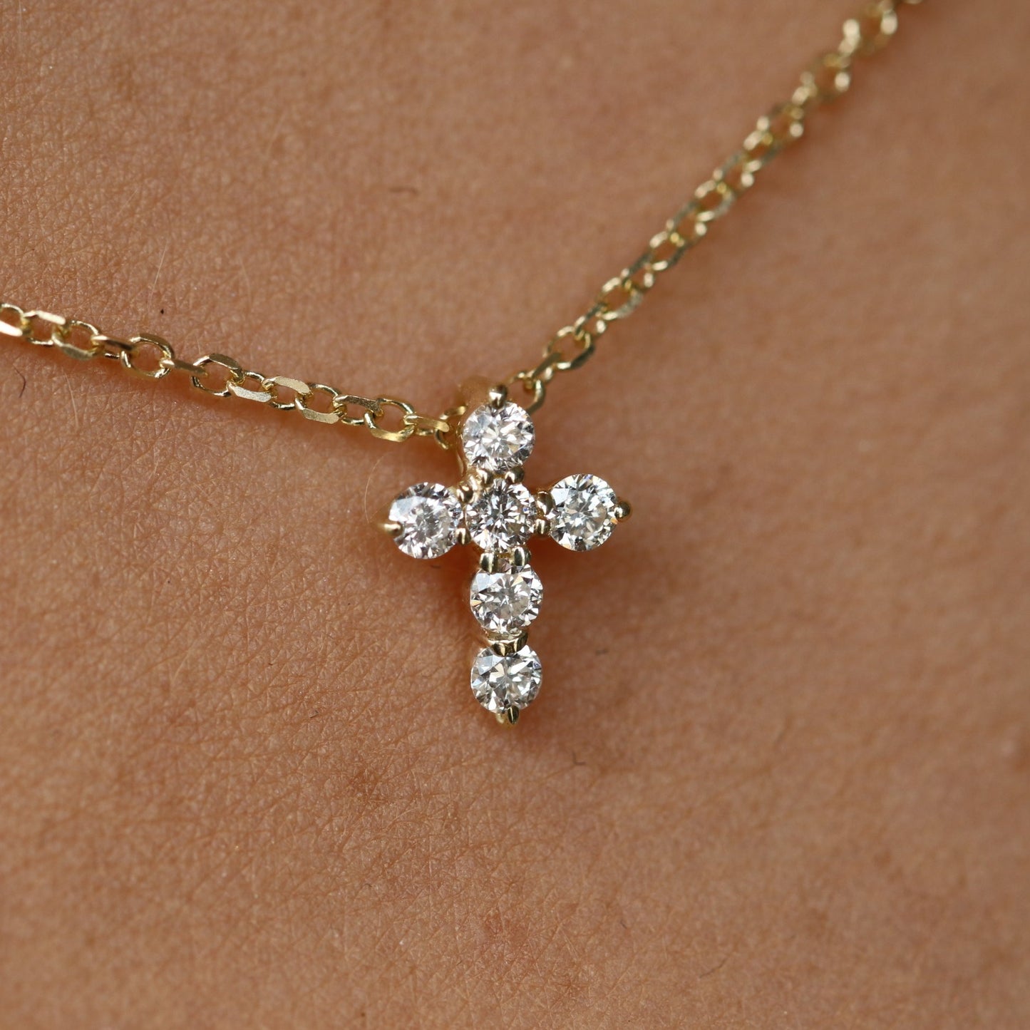 Diamond Cross Necklace with Lots of POP and Sparkle in 14kt Rose, White, or Yellow Gold