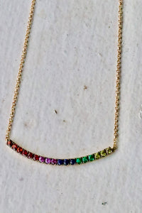 Multi Color Sapphire Rainbow Necklace in 14Kt Gold
