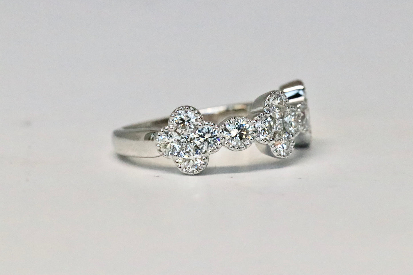 3 Clover Diamond Ring in 14kt Gold