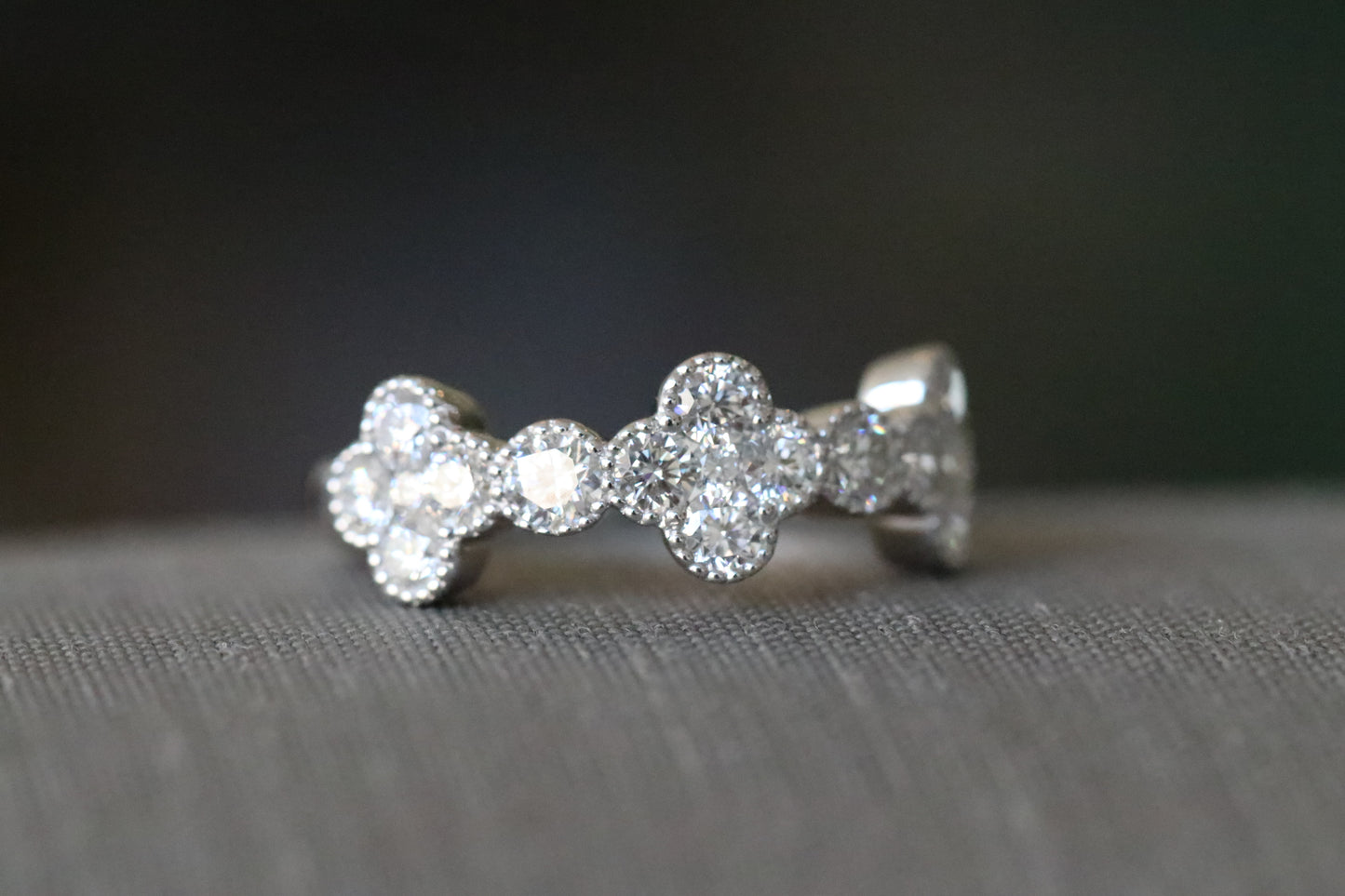 3 Clover Diamond Ring in 14kt Gold