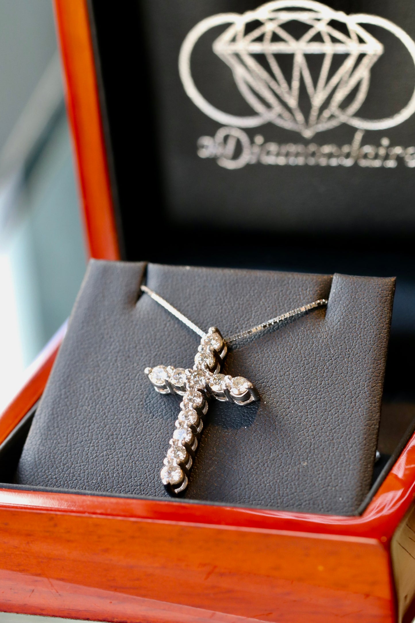 Extra Large Diamond Cross in Solid 14kt White Gold 1.58tcw