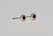 Round Ruby and Diamond Halo Earrings