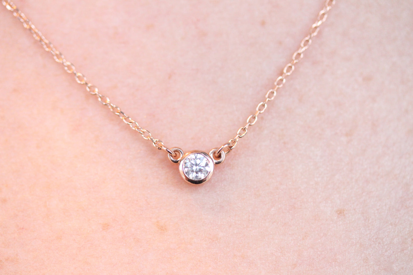 Timeless Bezel Set Round Diamond Pendant In 14kt Gold