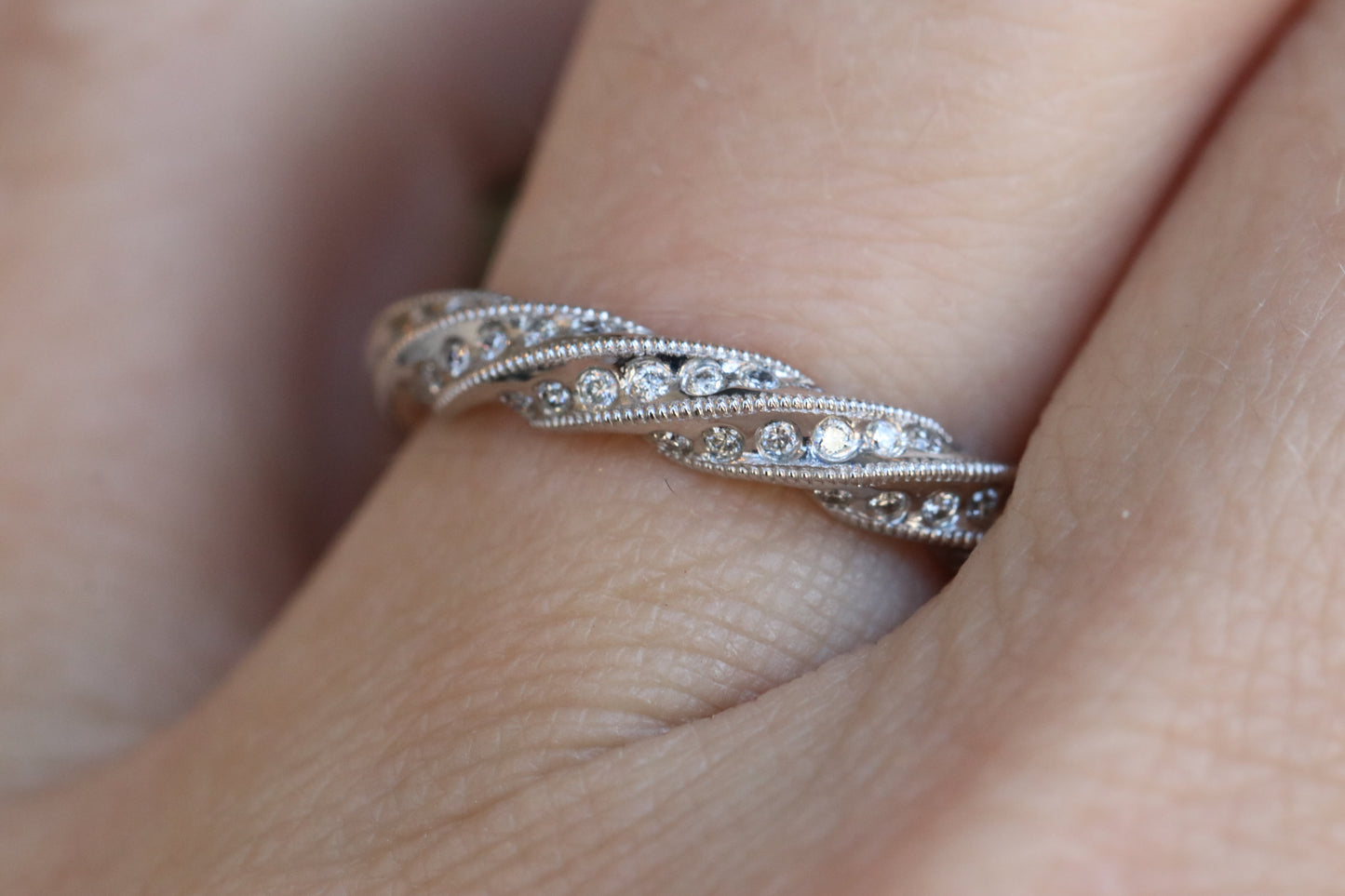 Twist Channel Set Diamond Wedding Band