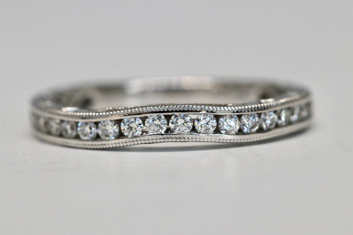 Channel Set Diamond Wedding Band with Contour