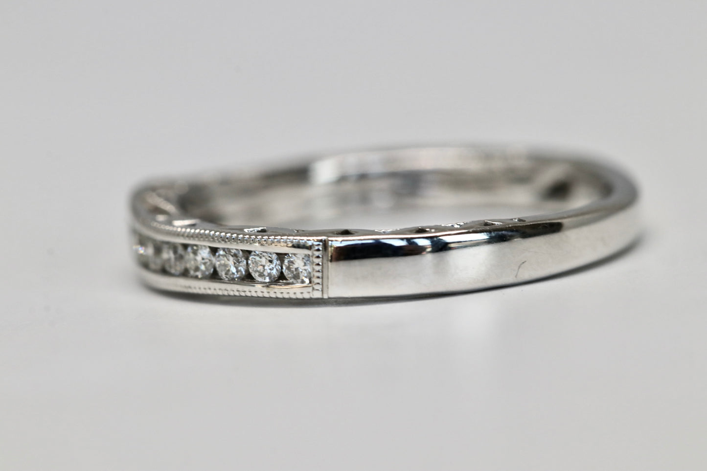 Channel Set Diamond Wedding Band with Contour