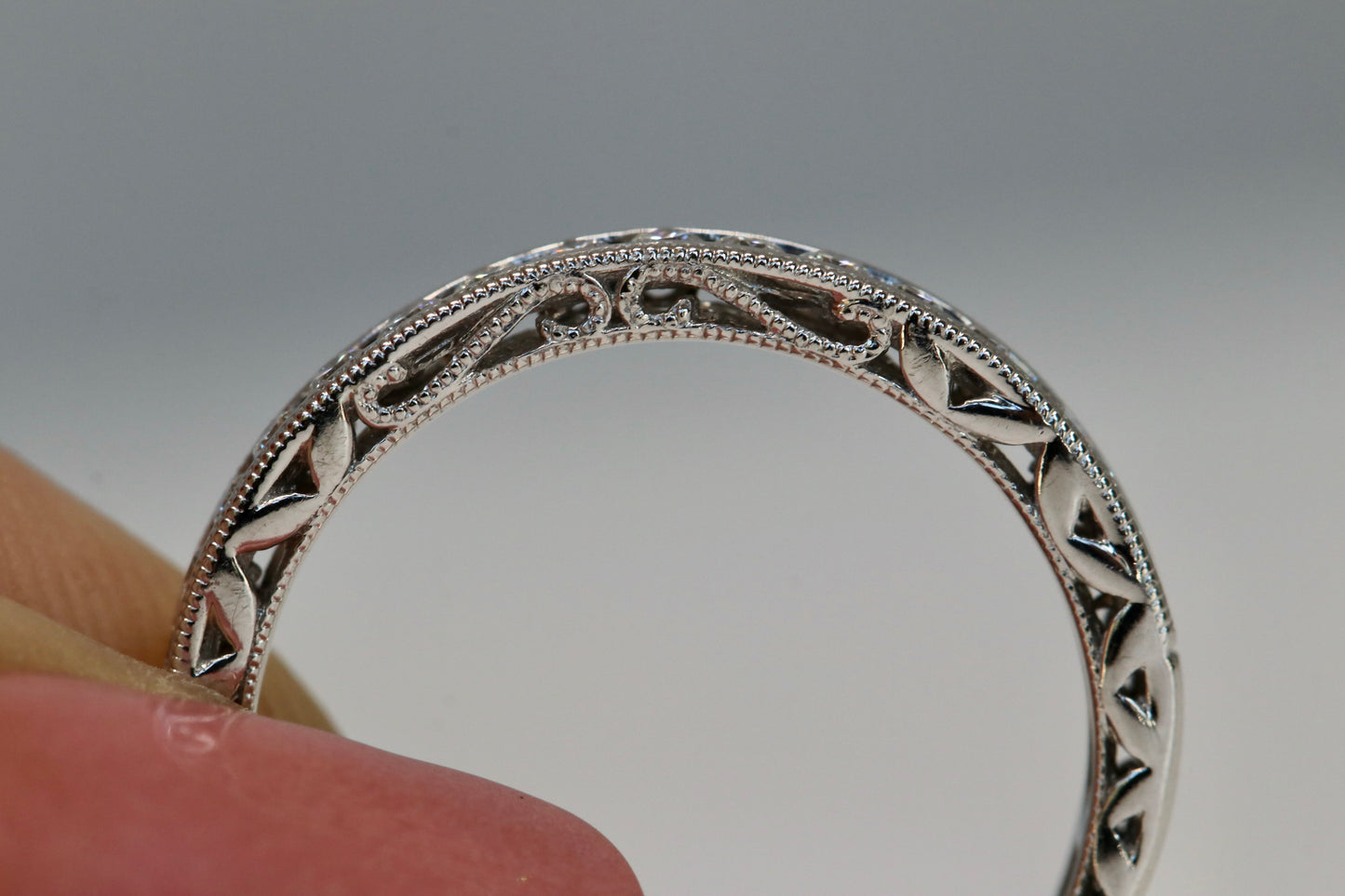 Channel Set Diamond Wedding Band with Contour