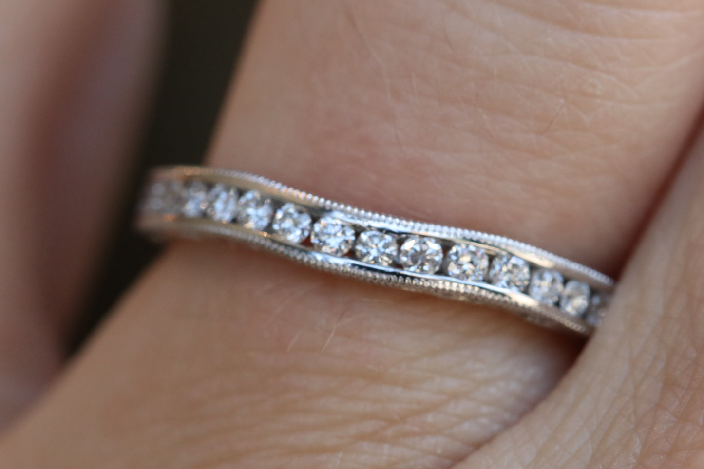 Channel Set Diamond Wedding Band with Contour