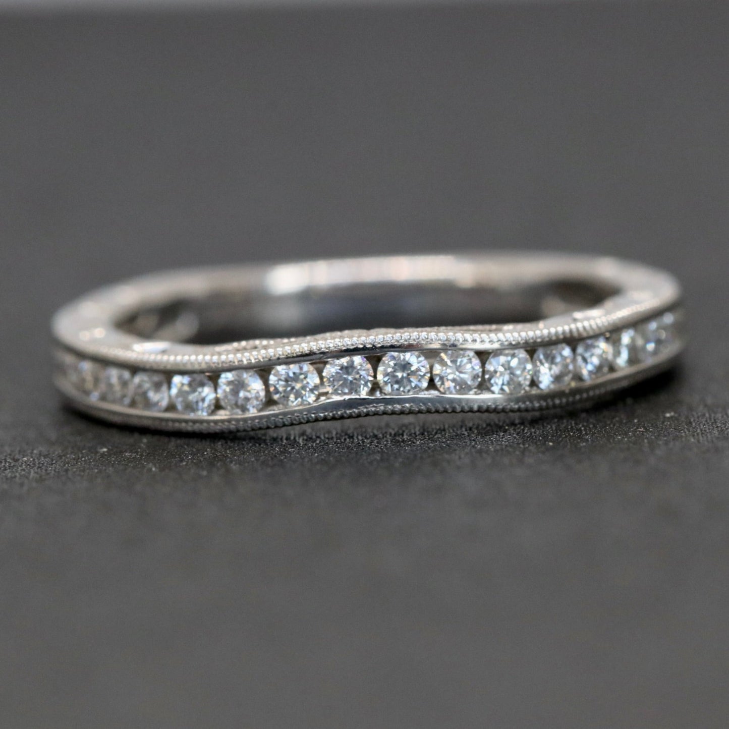 Channel Set Diamond Wedding Band with Contour