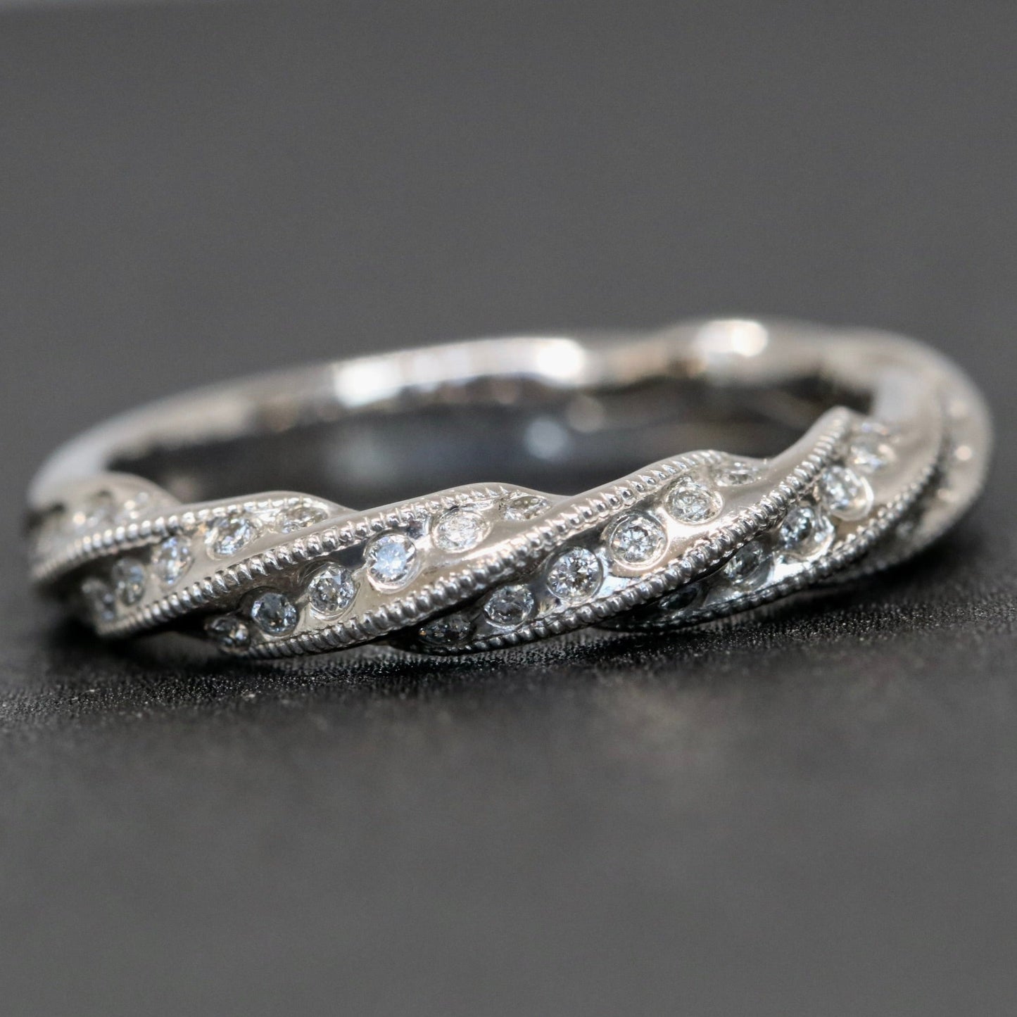 Twist Channel Set Diamond Wedding Band