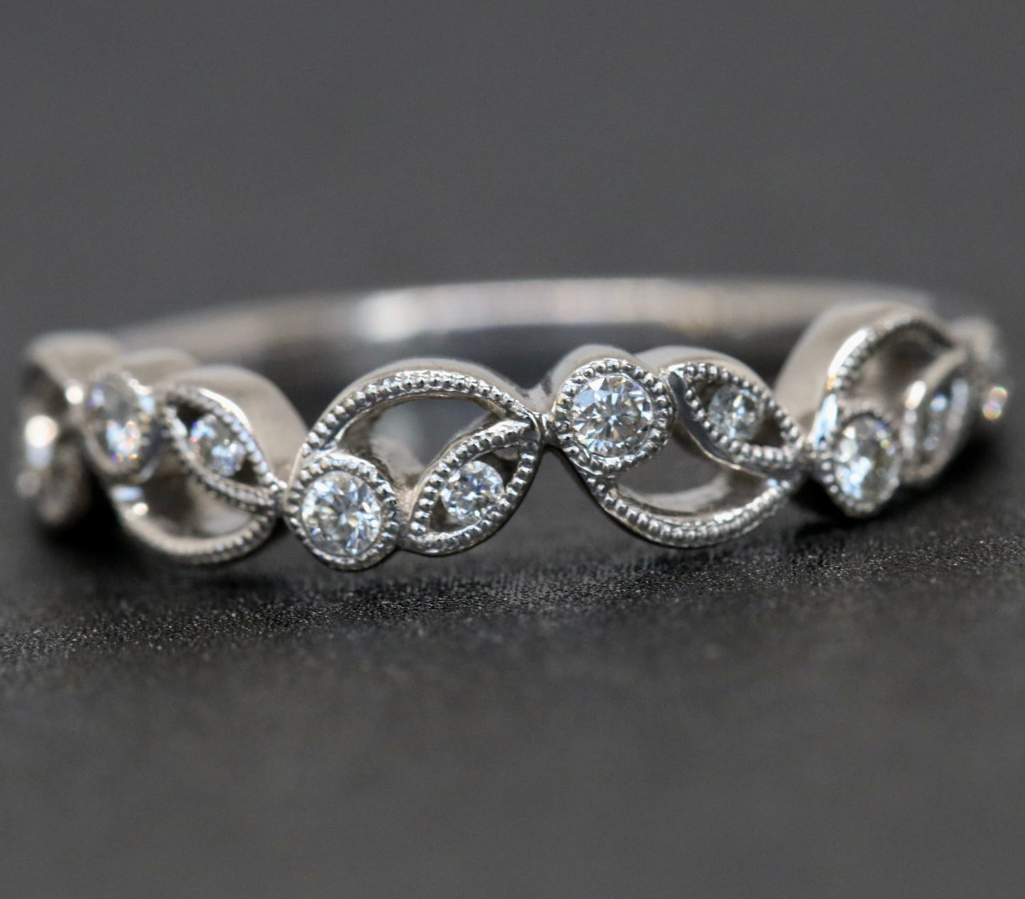 Floral Diamond Wedding Band