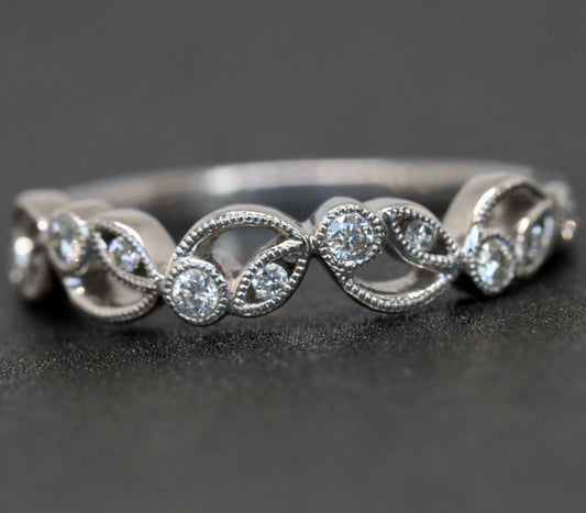 Floral Diamond Wedding Band
