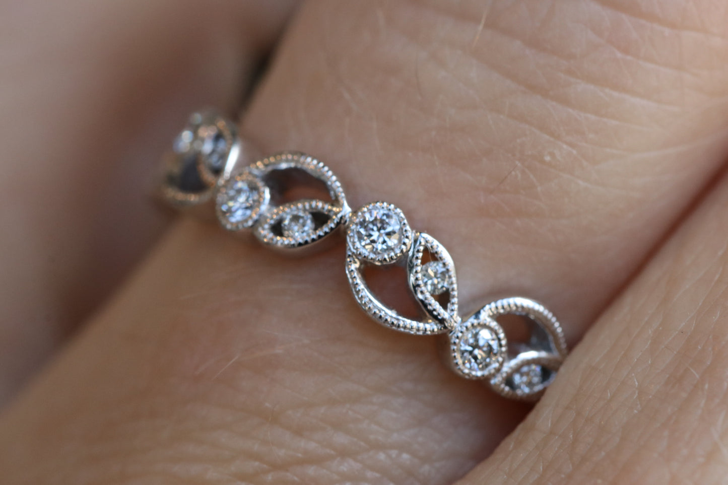 Floral Diamond Wedding Band