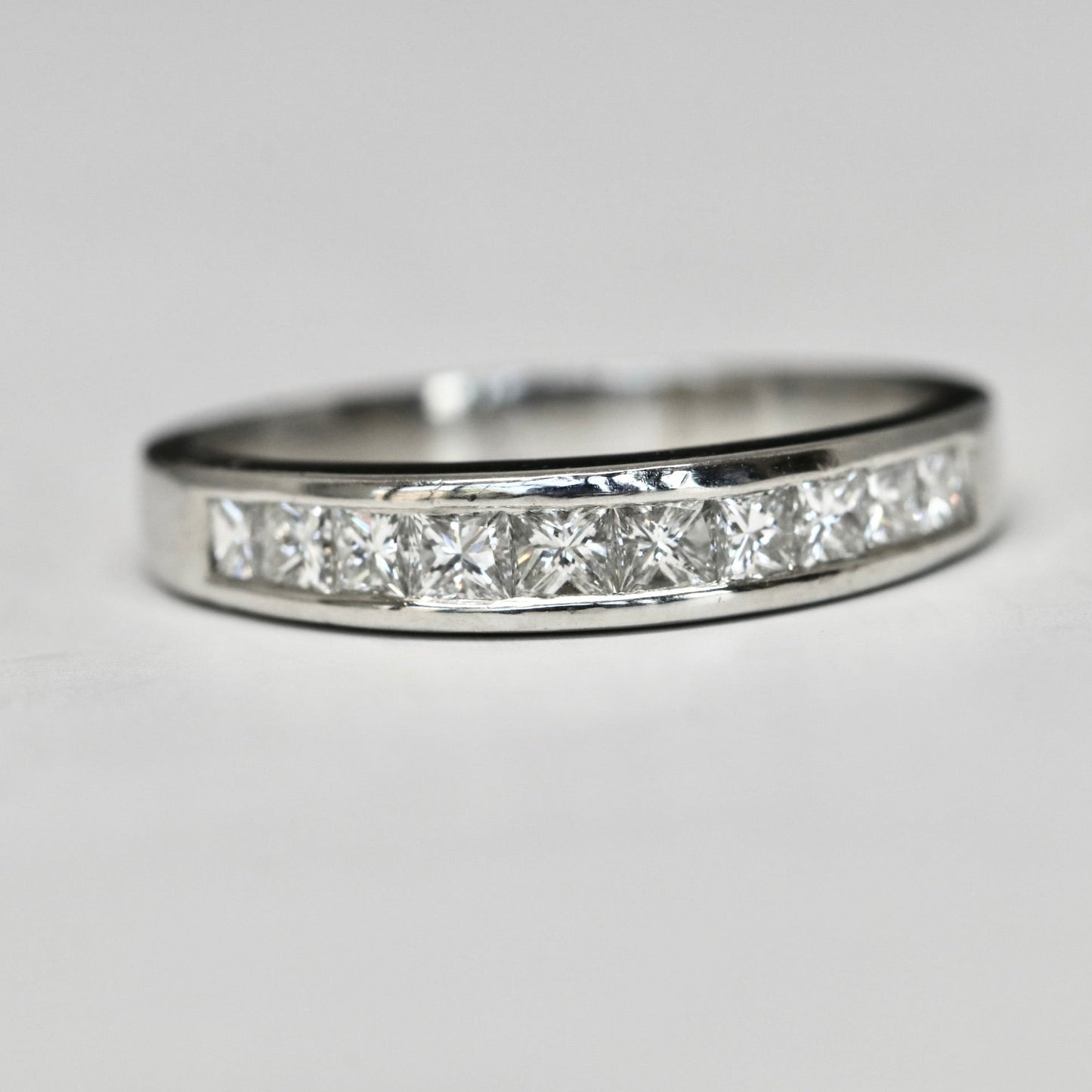 PLATINUM Domed Channel Set Diamond Wedding Band