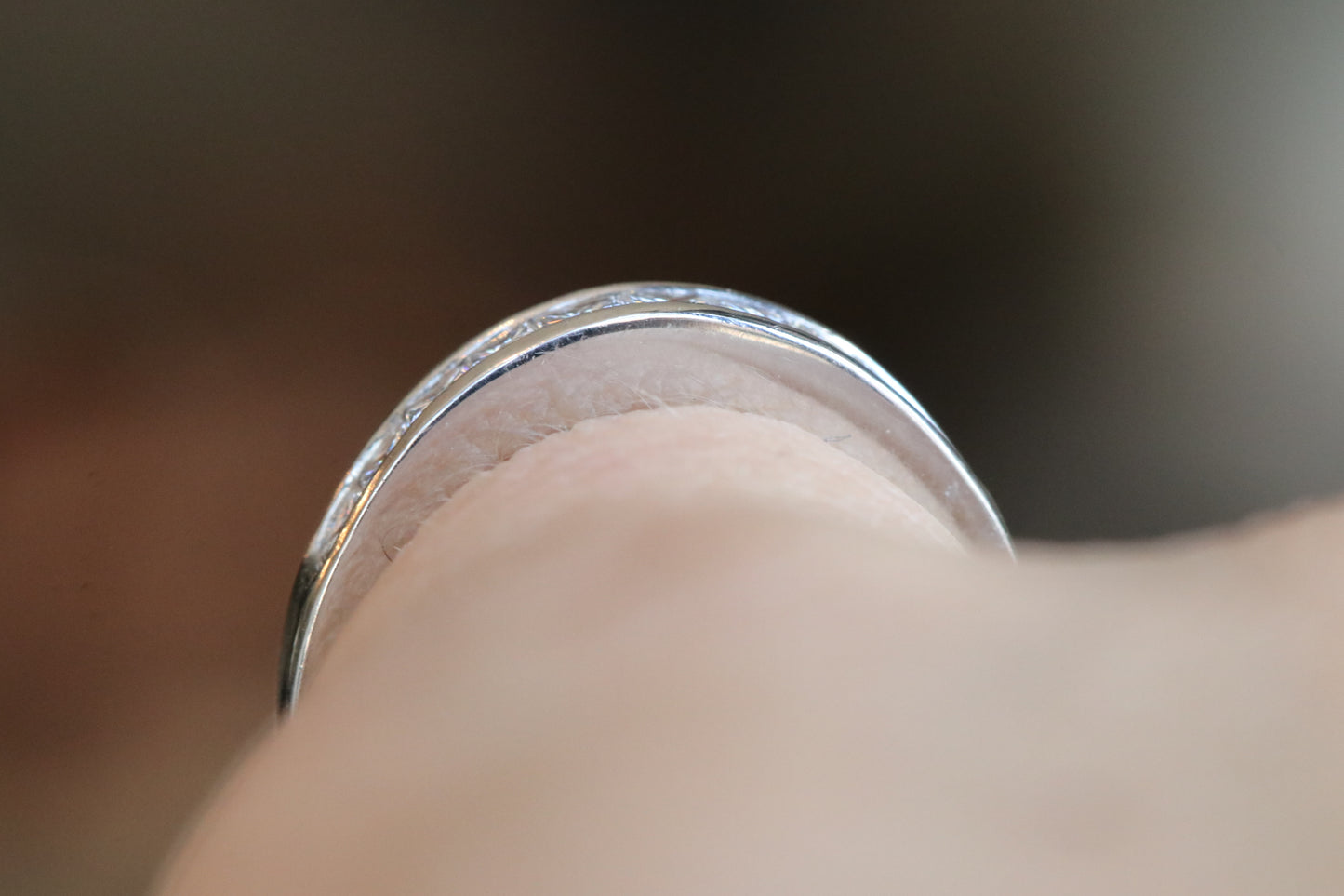 PLATINUM Domed Channel Set Diamond Wedding Band