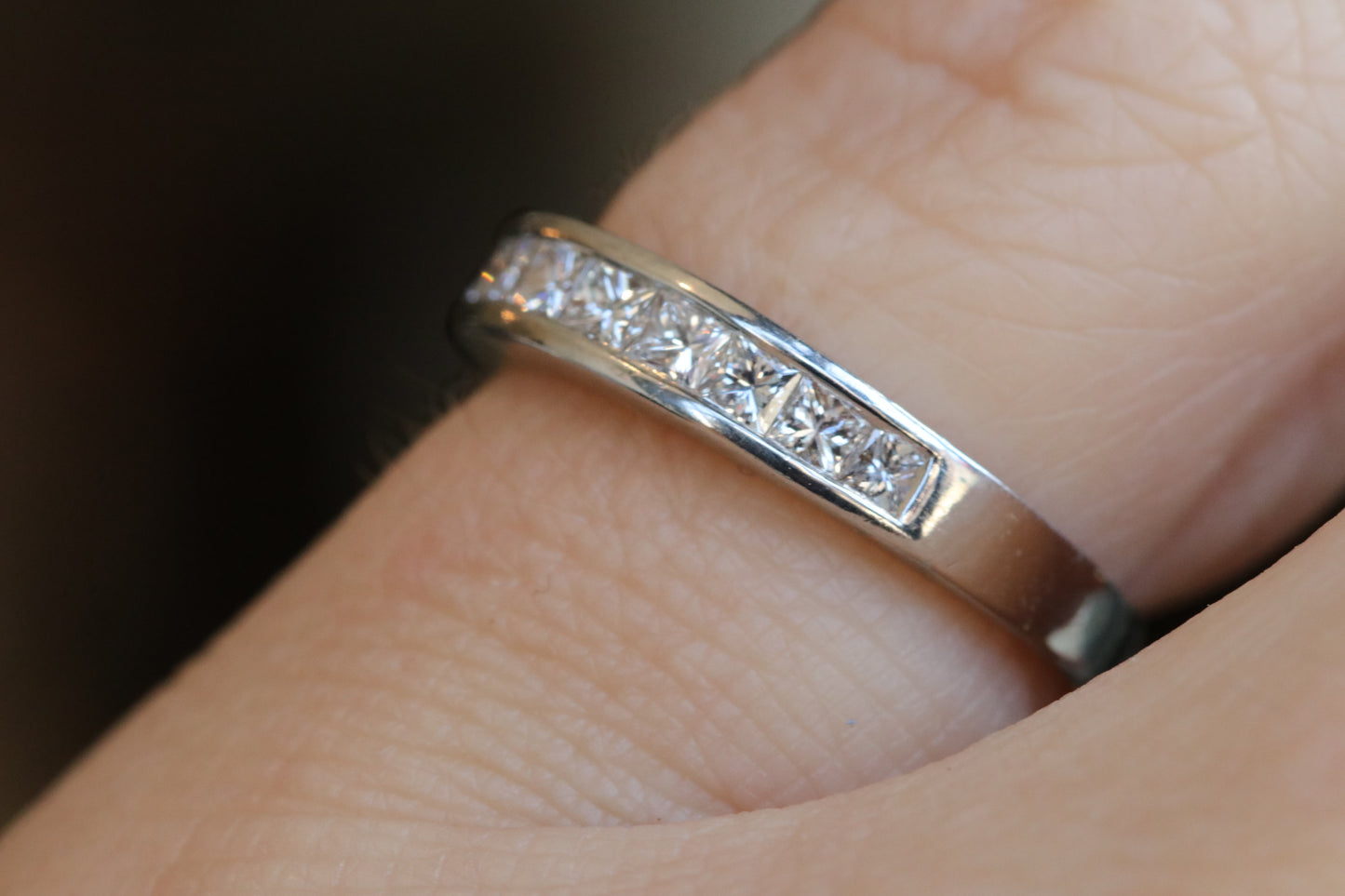 PLATINUM Domed Channel Set Diamond Wedding Band