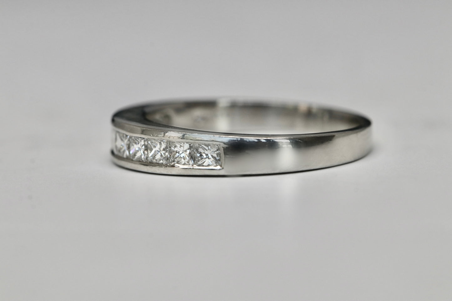 PLATINUM Domed Channel Set Diamond Wedding Band