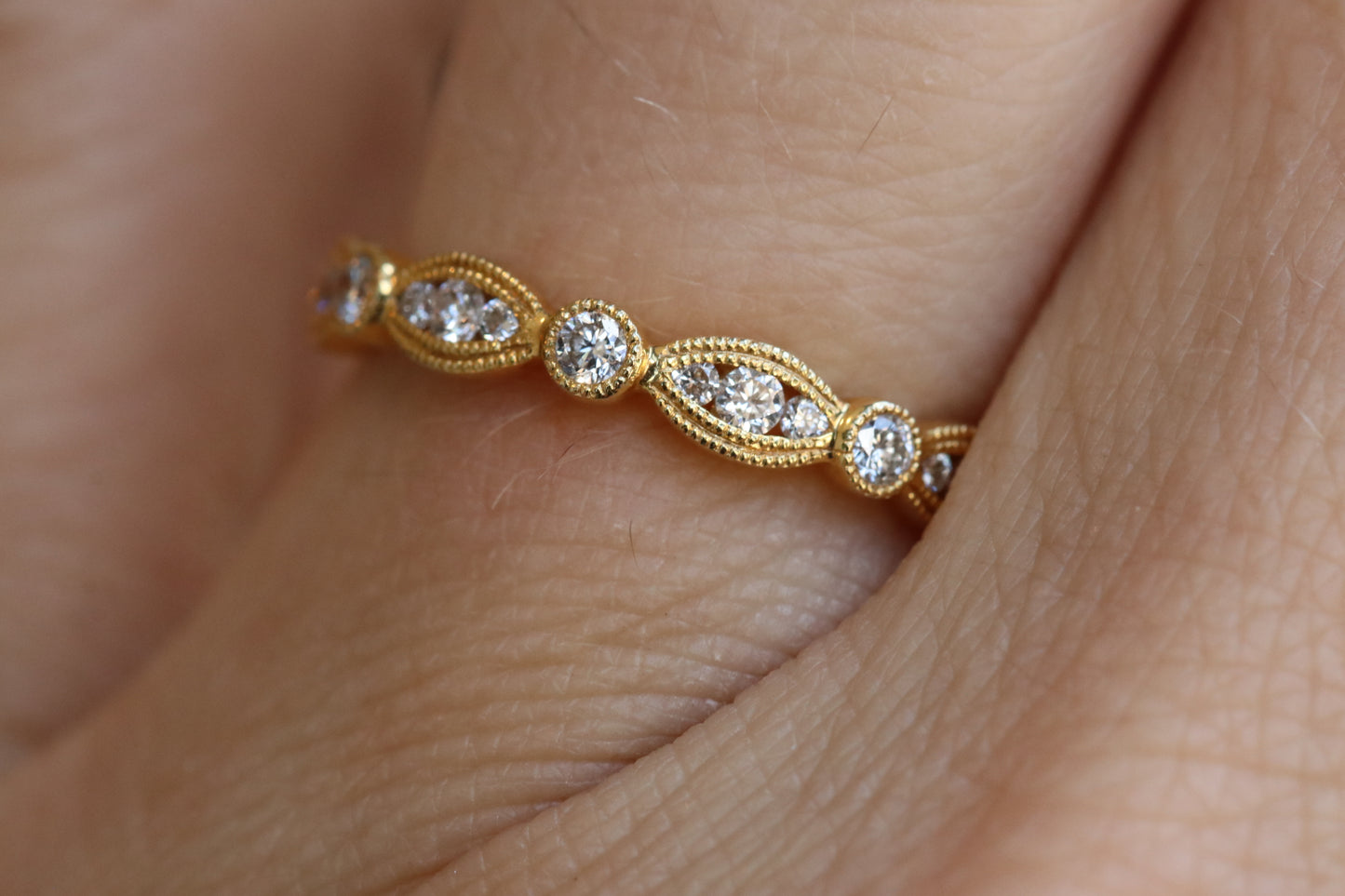 14kt Gold and Diamond Stackable with a Vintage Style