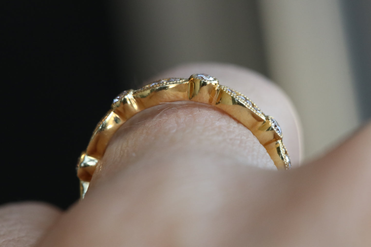 14kt Gold and Diamond Stackable with a Vintage Style