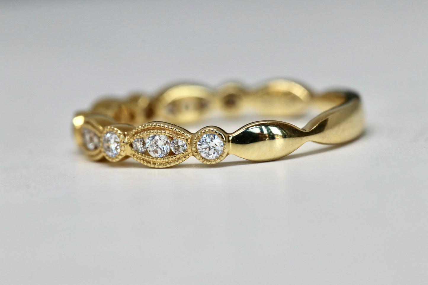 14kt Gold and Diamond Stackable with a Vintage Style