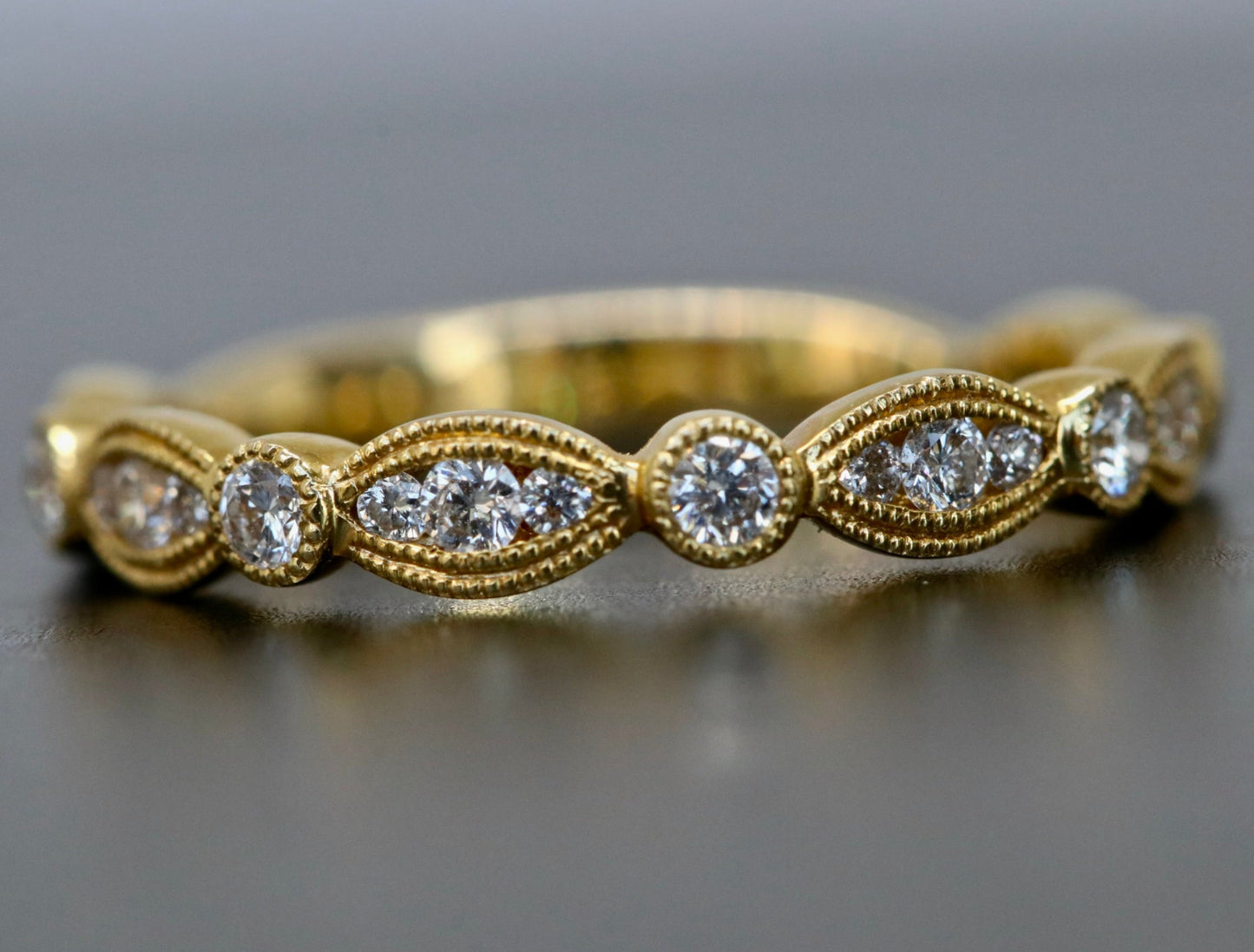 14kt Gold and Diamond Stackable with a Vintage Style