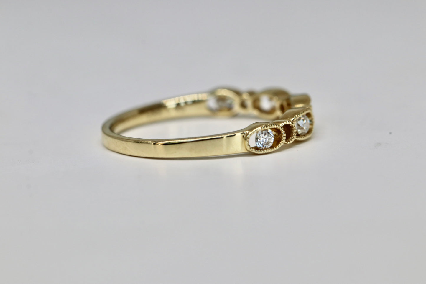 14kt Yellow Gold 5 Stone Diamond Decorative Stackable Ring