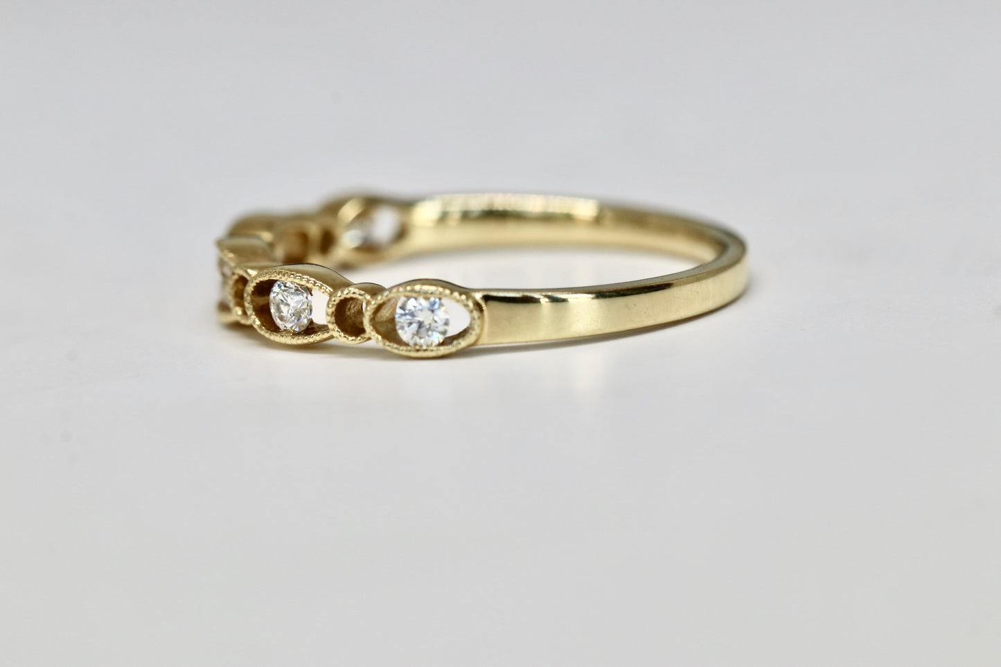 14kt Yellow Gold 5 Stone Diamond Decorative Stackable Ring