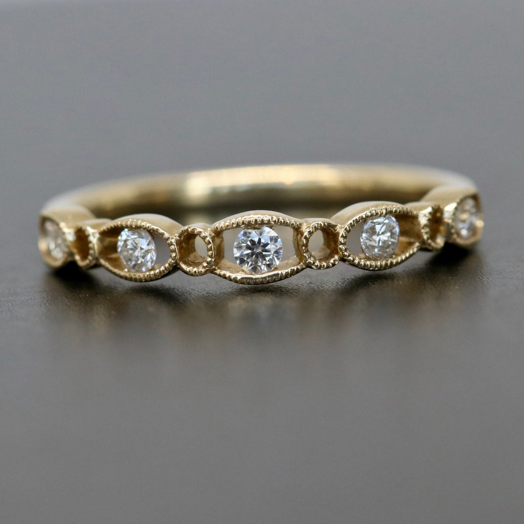 14kt Yellow Gold 5 Stone Diamond Decorative Stackable Ring