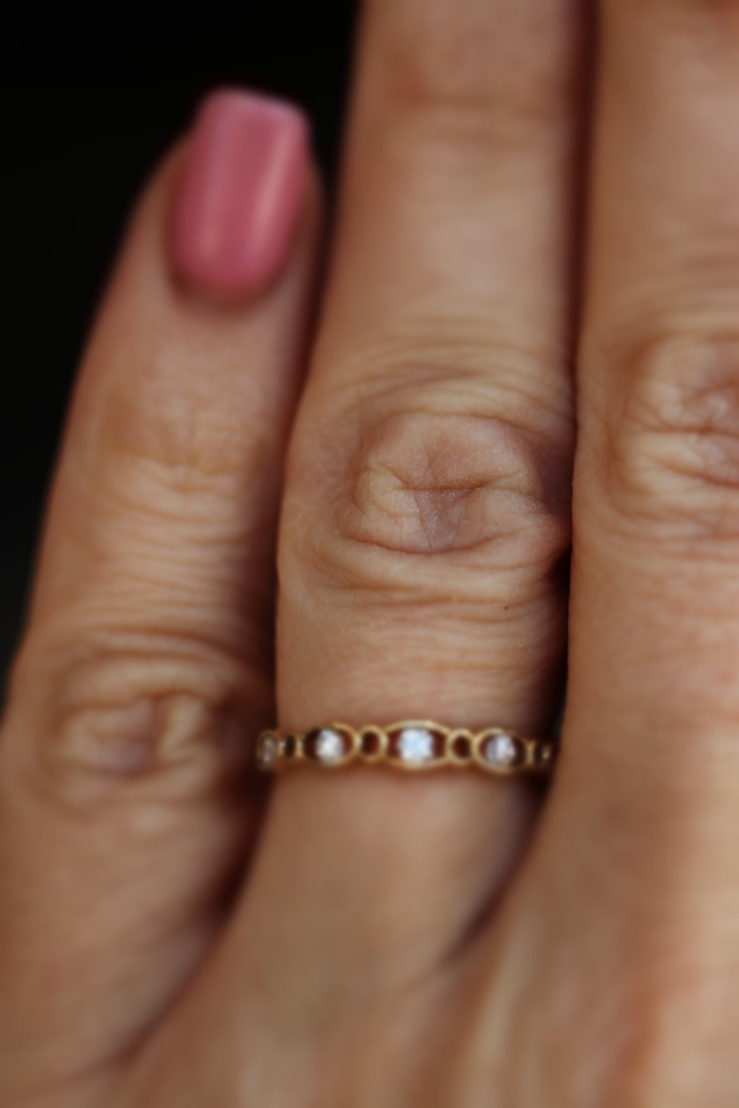 14kt Yellow Gold 5 Stone Diamond Decorative Stackable Ring